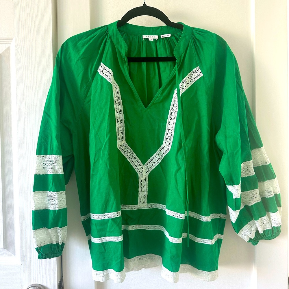 Rhode Green Top with Lace Detail